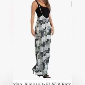 Lucca Couture Black and Gray Patchwork Jumpsuit